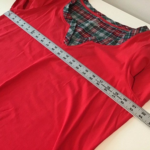 Top L Red Plaid Trim Sleepwear, NWT Sleep Sense - Picture 3 of 5